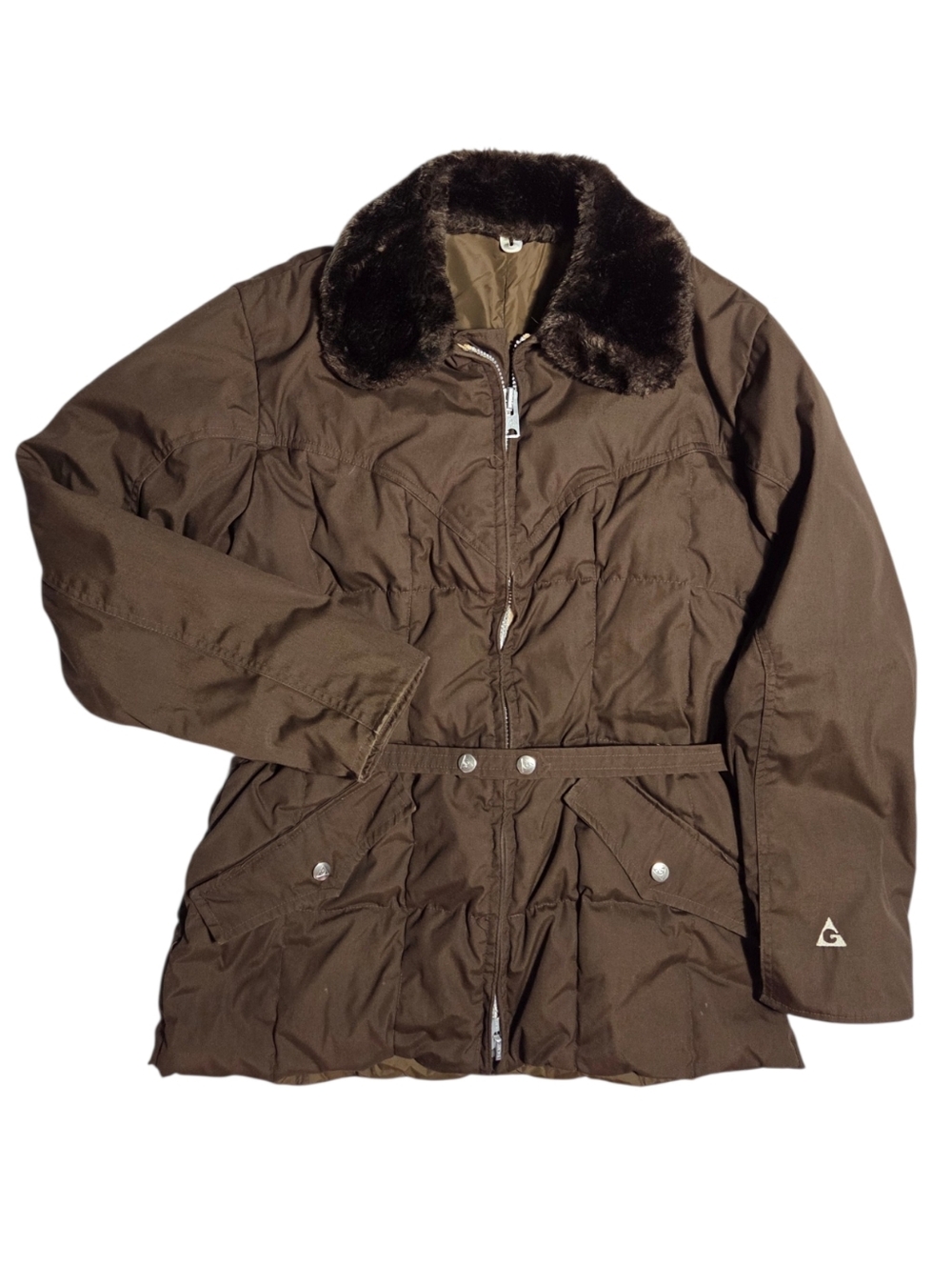 Vintage Gerry Down Filled Jacket Womens 14 Brown Winter Full Zip 70s USA Coat